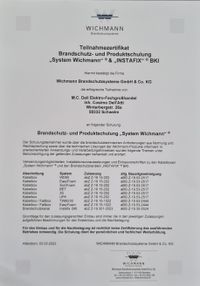 Brandschutz- und Produktschulung System Wichmann &amp; INSTAFIX BKI